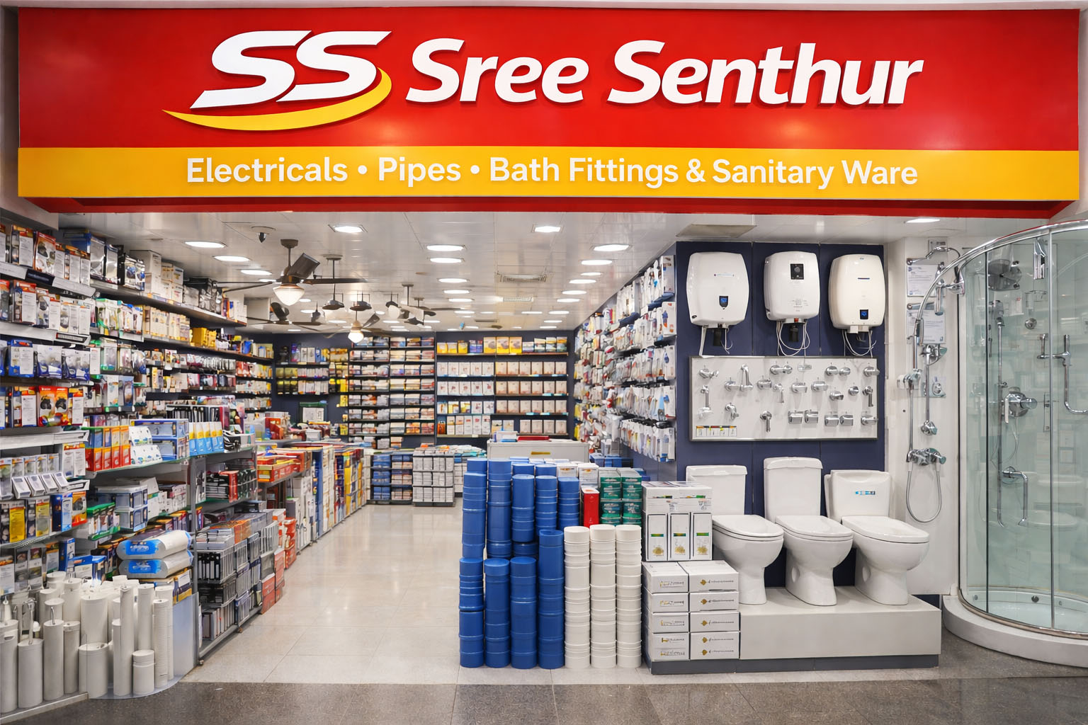 Sree Senthur Tiruppur - Retailer and Wholesaler of Electrical Items, Pipes, Bath Fittings and Sanitary Ware